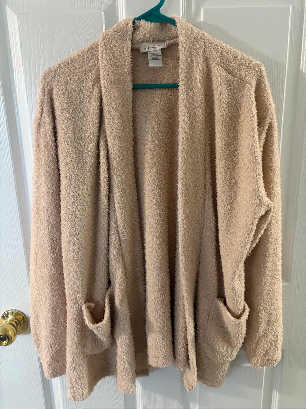 if it were me Plush Open-Front Cardigan in Light Cream